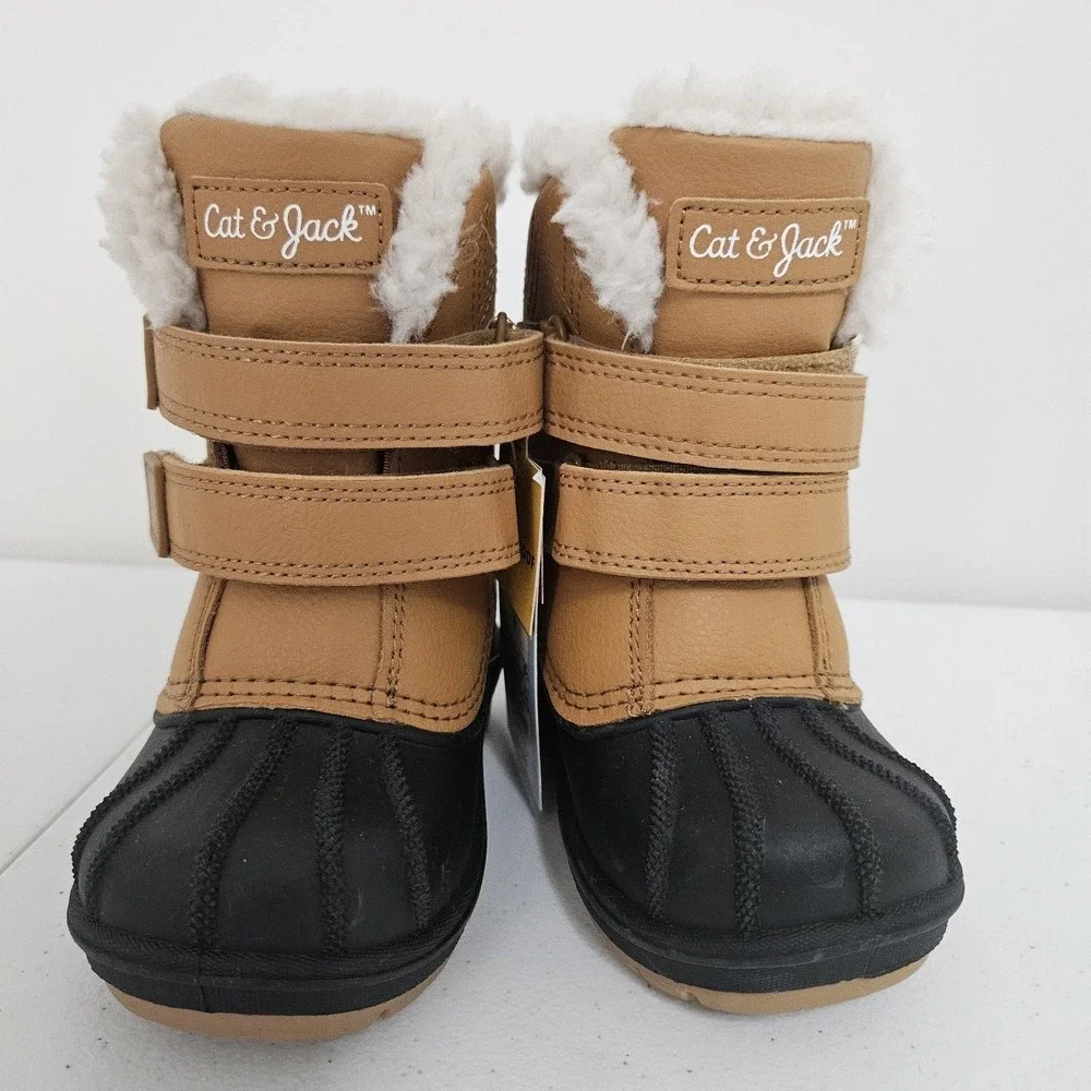 Cat & Jack Winter Boots Kids 6 Cognac Denver Waterproof Faux Fur Duck Boots